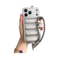 Capa De Silicone Para iPhone Soft down Jacket Com Proteção De Câmera À Prova De Choque E Alça De