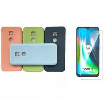 Capa de silicone para Moto G9, G9 Play, E7 Plus Colorida E Interior Aveludado + Pelicula De Vidro 9H - Phone Palace