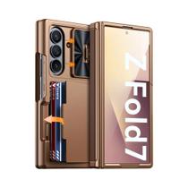 Capa De Silicone Preta À Prova De Choque Para Galaxy Z Fold 7 Com Porta-Cartões RFID E Tampa De