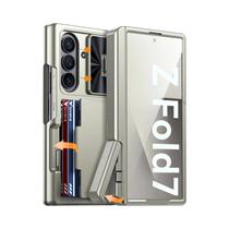 Capa De Silicone Preta À Prova De Choque Para Samsung Galaxy Z Fold 7 Com Porta-Cartões RFID E Tampa