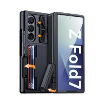 Capa De Silicone Preta À Prova De Choque Para Samsung Galaxy Z Fold 7 Com Porta-Cartões RFID E Tampa