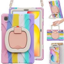 Capa de silicone resistente BRAECN para Samsung Galaxy Tab S6 Lite 10,4" 2022/2020 com porta-canetas, suporte, alça de ombro rosa