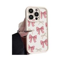 Capa De Silicone Rosa Com Estampa De Laço Para iPhone 17 16 15 14 13 12 pro Max plus 11 Air Capa De