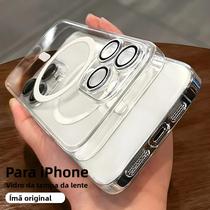 Capa De Silicone Transparente Magsafe Para Apple iPhone 16 15 14 13 12 11 pro Max Com Proteção Para