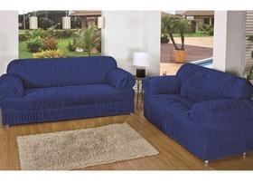 Capa De Sofa 2 E 3 Lugares 21 Elastico Azul