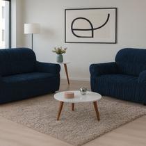 Capa de Sofá 2 e 3 Lugares Elasticada Malha Gel 28 Elásticos Marinho