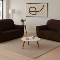 Capa de Sofá 2 e 3 Lugares Elasticada Malha Gel 28 Elásticos Tabaco