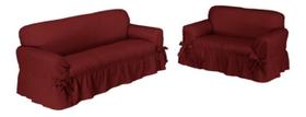 Capa De Sofá 2 E 3 Lugares Gorgurão Maquinetado - Bordô