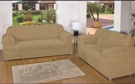 Capa de Sofa 2 e 3 Lugares King Elasticada Malha Gel Bege