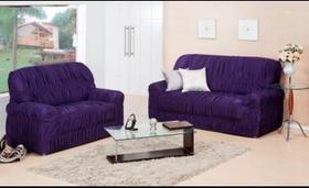 Capa de Sofa 2 e 3 Lugares King Elasticada Malha Gel Roxo
