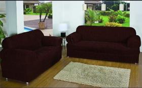 Capa de Sofa 2 e 3 Lugares King Elasticada Malha Gel Tabaco