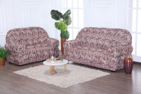 Capa de Sofá 2 e 3 Lugares King Retrô Elasticada Malha Gel Estampa 5 Folhas Marrom