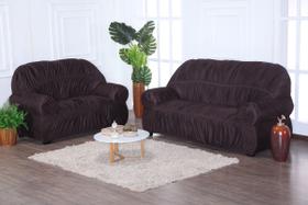 Capa de Sofá 2 e 3 Lugares King Retrô Elasticada Malha Gel Marrom