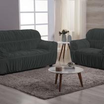 Capa de Sofá 2 e 3 Lugares Malha Gel 21 Elasticos Cinza Chumbo