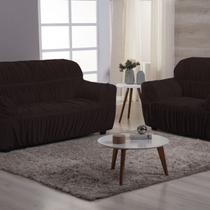 Capa de Sofá 2 e 3 Lugares Malha Gel 21 Elasticos Tabaco