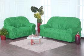 Capa de Sofá 2 e 3 Lugares Paris Retrô Elasticada Malha Gel Verde