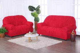Capa de Sofá 2 e 3 Lugares Paris Retrô Elasticada Malha Gel Vermelho