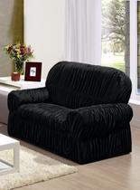 Capa de Sofá 2 Lugares 20 Elásticos Helanca Preto