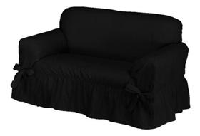 Capa De Sofá 2 Lugares Avulso Gorgurão Maquinetado - Preto Capa De Sofá 2 Lugares Avulso Gorgurão Maquinetado - Preto