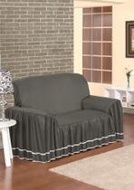 Capa de Sofa 2 Lugares Com Babado Protetora De Microfibra - Dalia