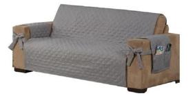 Capa De Sofá 3 Avulso Lugares Cinza Com Laço E Porta Objetos Capa De Sofá 3 Avulso Lugares Cinza Com Laço E Porta Objetos