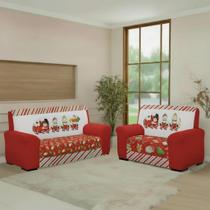 Capa de Sofá 3 e 2 Lugares Coladinha Natal Estampada Exclusiva Proteção e Beleza