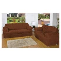 Capa De Sofá 3 E 2 Lugares Malha Gel 21 Elásticos Protetora Marrom Capa De Sofá 3 E 2 Lugares Malha Gel 21 Elásticos Protetora Marrom