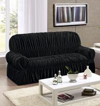Capa de Sofá 3 Lugares 20 Elásticos Helanca Preto Capa de Sofá 3 Lugares 20 Elásticos Helanca Preto
