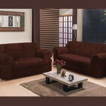 Capa de Sofá América 2 e 3 Lugares Elasticada Malha Gel - Marrom