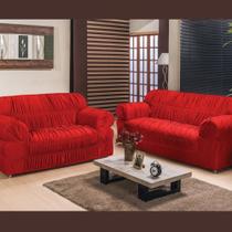 Capa de Sofá América 2 e 3 Lugares Elasticada Malha Gel - Vermelho