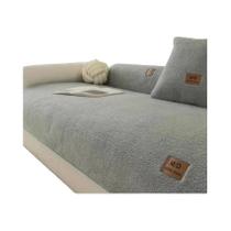 Capa De Sofá Antiderrapante Em Sherpa Sólido Com Etiqueta PU, Decoração Universal Para Sala De Capa De Sofá Antiderrapante Em Sherpa Sólido Com Etiqueta PU, Decoração Universal Para Sala De