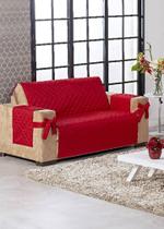 Capa de sofá avulsa com laço matelado 2 lugares vermelha