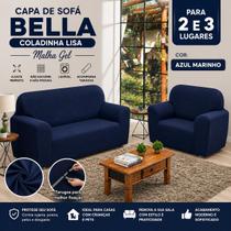 Capa de Sofá Bella Coladinha Lisa Malha Gel 2 e 3 Lugares com Elástico e Tarugos Antiderrapantes