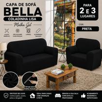 Capa de Sofá Bella Coladinha Lisa Malha Gel 2 e 3 Lugares com Elástico e Tarugos Antiderrapantes