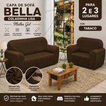Capa de Sofá Bella Coladinha Lisa Malha Gel 2 e 3 Lugares com Elástico e Tarugos Antiderrapantes