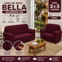 Capa de Sofá Bella Coladinha Lisa Malha Gel 2 e 3 Lugares com Elástico e Tarugos Antiderrapantes
