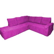 Capa De Sofá Canto Com Chaise Malha Gel 21 Elásticos Decoração