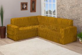 Capa De Sofá Canto Elasticada 5 E 6 Lugares Mostarda