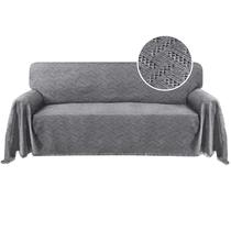 Capa de sofá cinza de algodão turquesa para sofá de 3 lugares