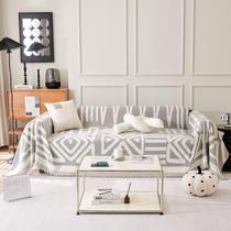 Capa de sofá Clife Boho Chenille Loveseat branca/cinza 180x260cm