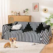 Capa de sofá COHOLYTY Boho para sofá de 3 almofadas lavável preta