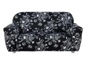 Capa De Sofá Coladinha 3 E 2 Lugares Malha Gel Estampada Flor De Lótus