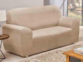 Capa De Sofá Coladinha Em Tecido Spandex 2 Lugares - Avelã