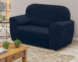 Capa De Sofá Coladinha Em Tecido Spandex 2 Lugares - Azul Marinho