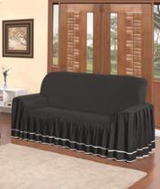 Capa de Sofá Dália 2 Lugares Super Luxo Com Babado Tecido Peletizad