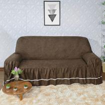 Capa de Sofa Dalila Suede 2 Lugares Marrom Tecido Premium