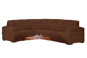 Capa de Sofá De Canto Elasticada em Malha Gel Para 5 ou 6 Lugares Tabaco