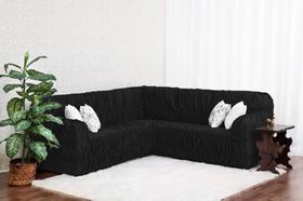 Capa de sofá de canto elasticada preta( 2 +canto +2) lugares