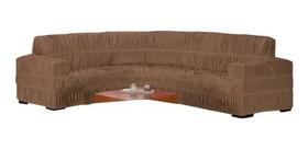 Capa De Sofá De Canto Em Malha Para 5 E 6 Lugares Elasticada Bege