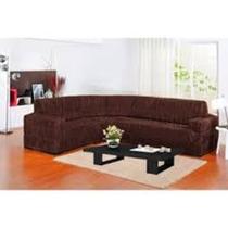 Capa de sofá de canto marrom elasticada 2+canto+2 lugares
